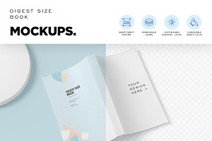 5 Digest Size Book Mockups