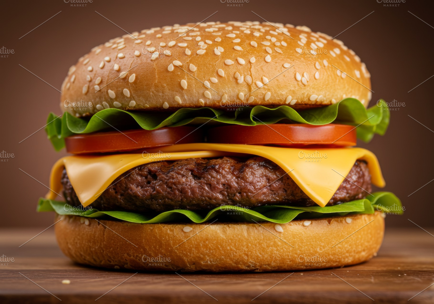 Classic cheeseburger with lettuce, t, a Food & Drink Photo by professorinc