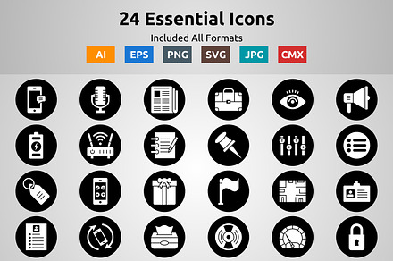 Line Circle Inverted Essential Icons