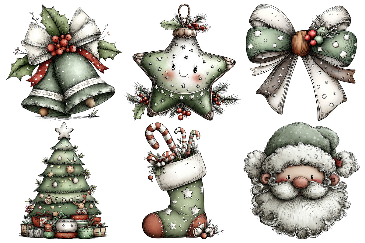 Whimsical Christmas Clipart, an Illustration by Pixels.Craft (Photo 6 of 6)