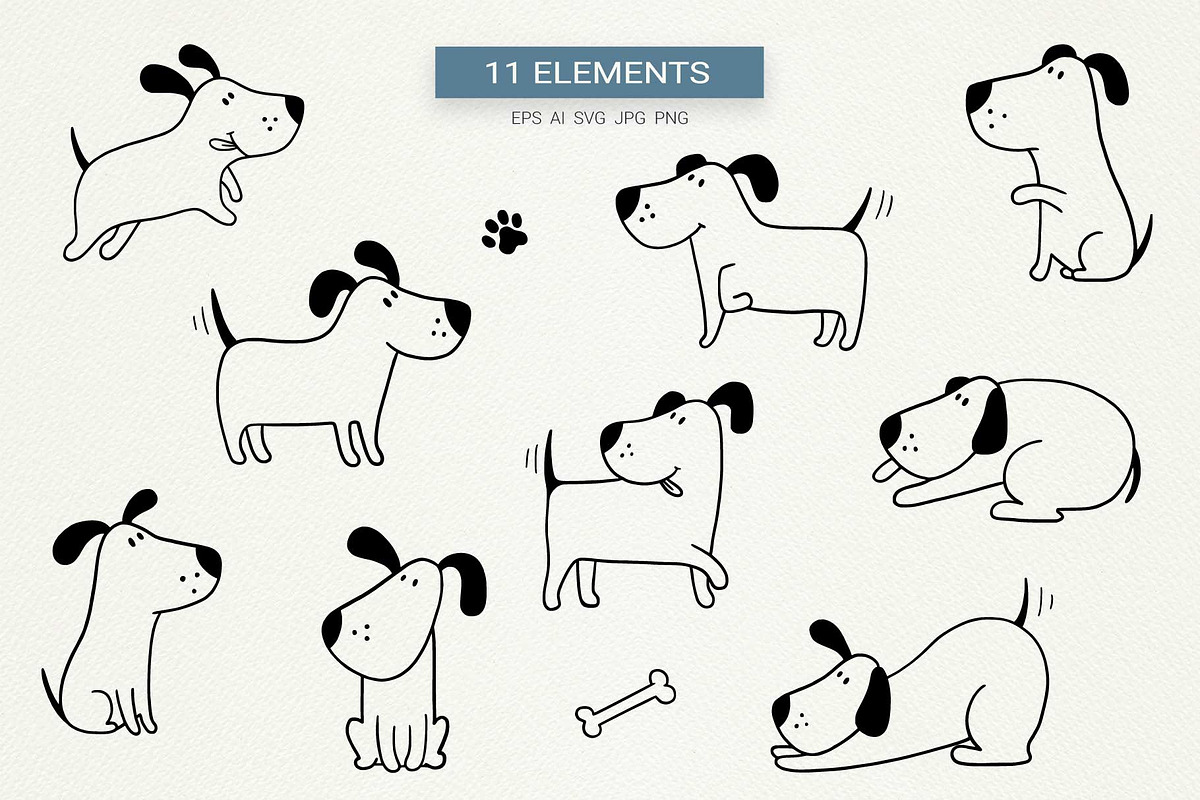 Cute Doodle Dogs, an Animal Illustration by Irina Ostapenko (Photo 2 of 7)