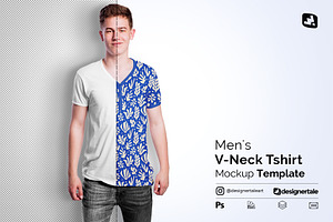 Men's Vneck Tshirt Mockup, a Shirt Mockup by Designertale