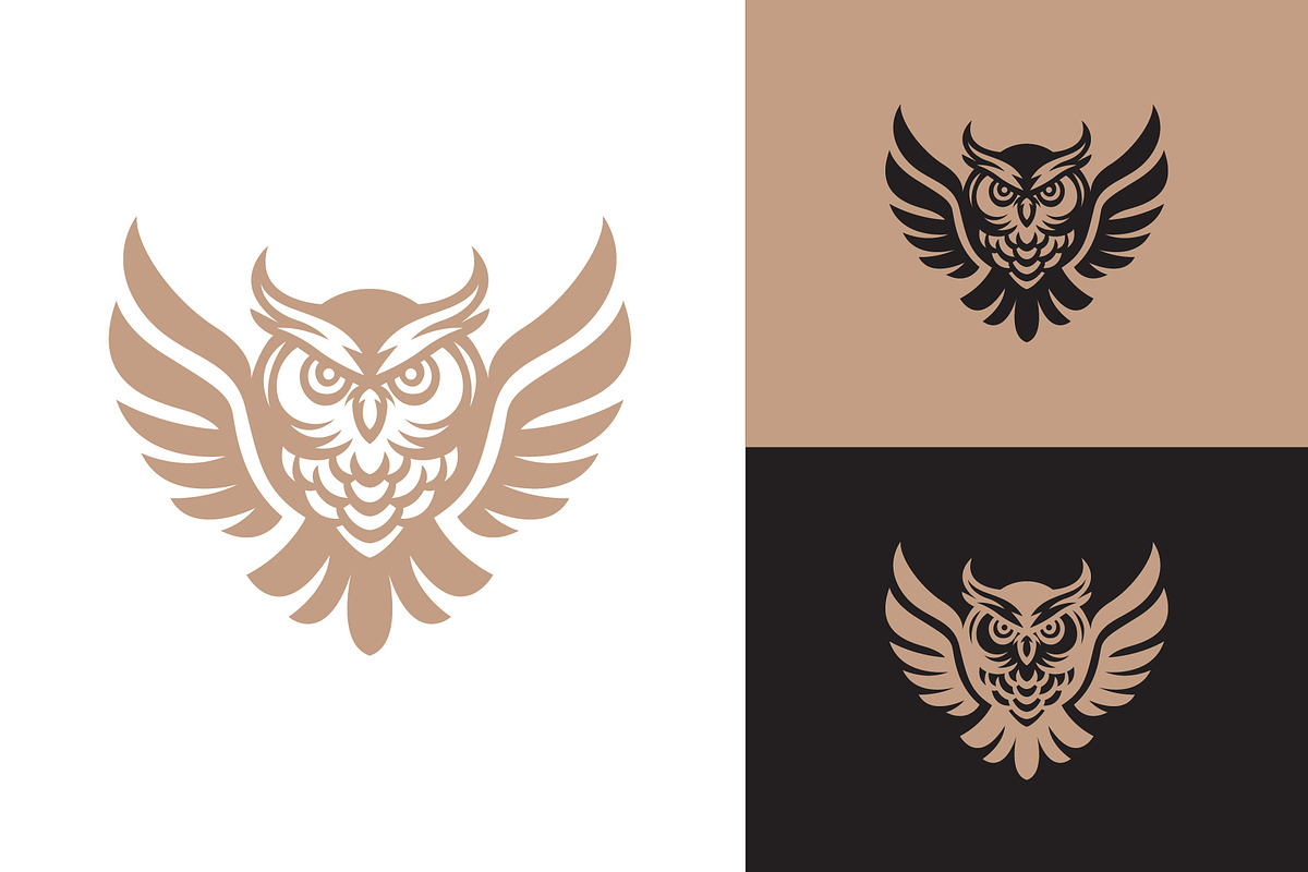 Luxury Flying Owl Nocturnal Logo, a Branding & Logo Template by funpixel
