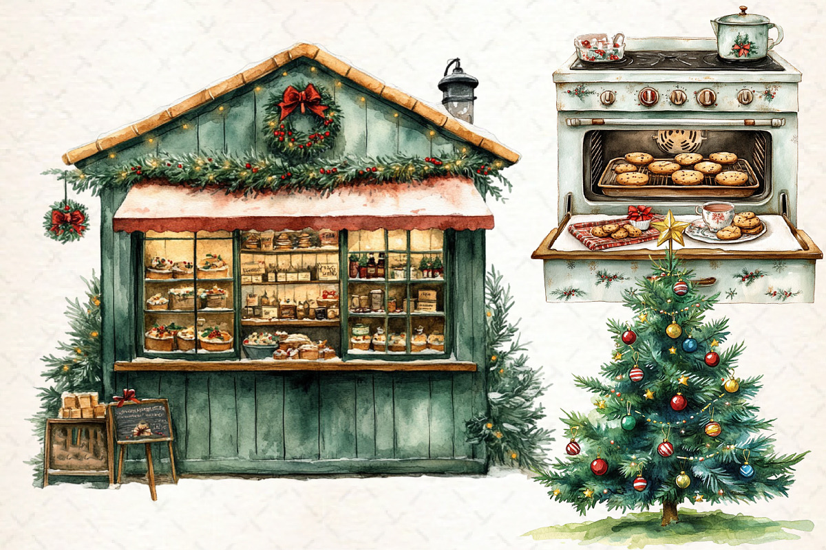 Watercolor Christmas Baking Clipart, an Illustration by Libby Wishes (Photo 7 of 7)