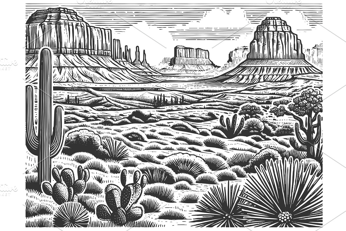 Butte Mountain Plateau Landscape, an Illustration by AlexArt