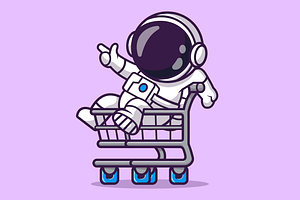 Cute Astronaut Playing With Trolley, a Technology Illustration by Catalyst Labs