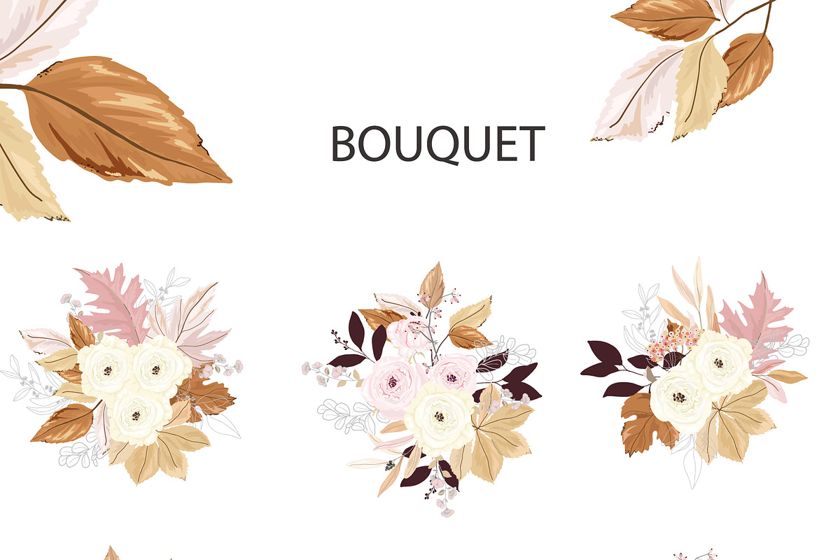 Autumn Pink Rose Handdraw Bundle Set, a Decorative Illustration by MooBeer (Photo 8 of 8)