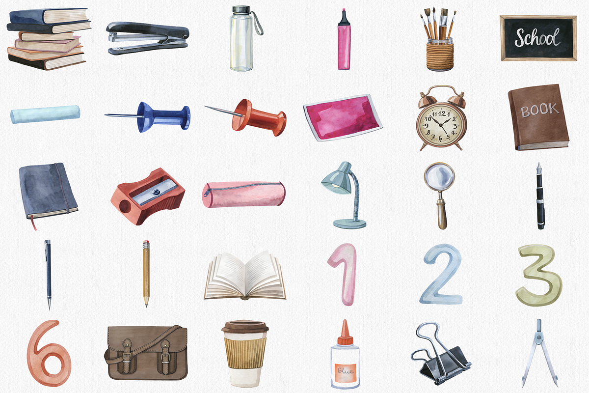 Watercolor School Clipart Set, an Illustration by CropUp Creative (Photo 2 of 4)