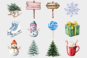 Watercolor Snowman Clipart, a Seasonal Illustration by Design Market (Thumbnail 2 of 4)