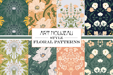 Art Nouveau Patterns Pastel, a Pattern Graphic by RachelStudio