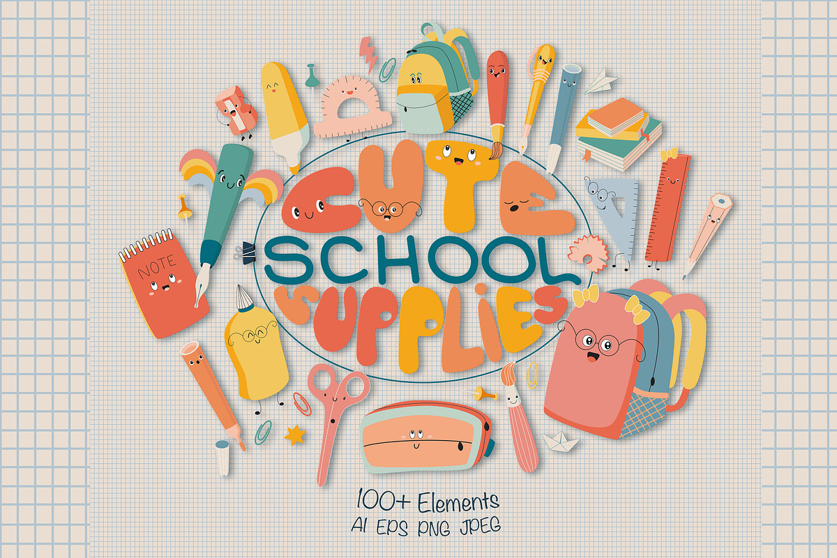 Cute School Supplies, an Education Illustration by YuNa (Photo 1 of 14)