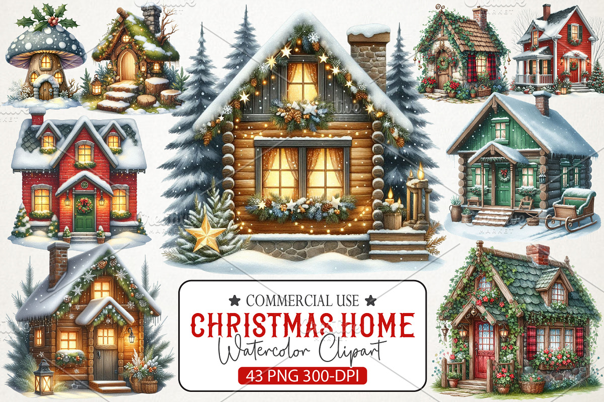 Christmas House Clipart, an Illustration by RobertsArt (Photo 1 of 7)