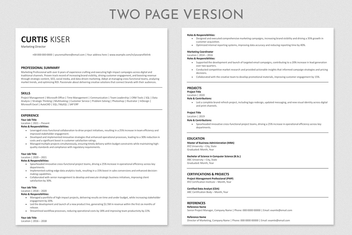 ATS Friendly Resume / CV Template, a Resume Template by Anjum Ilyas (Photo 3 of 9)