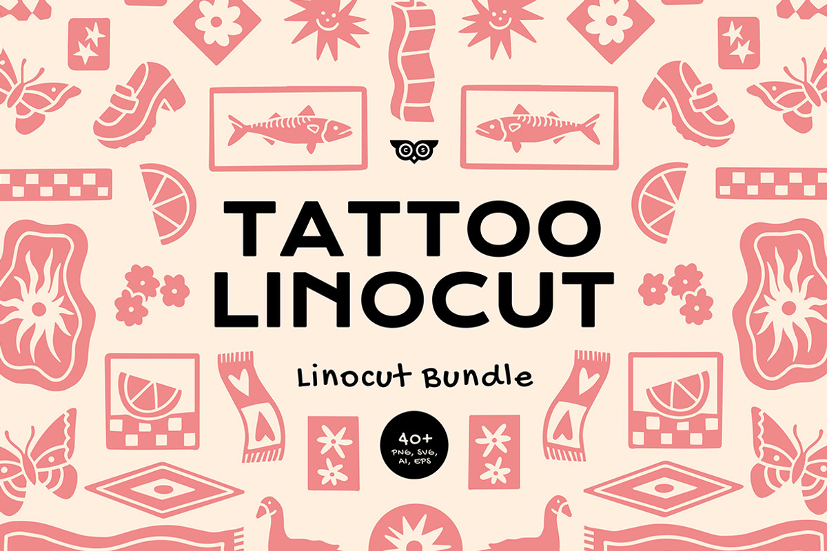 Tattoo Linocut Clipart Bundle, an Illustration by ClayStudio (Photo 1 of 8)
