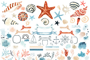 Watercolor And Ink Nautical Clipart