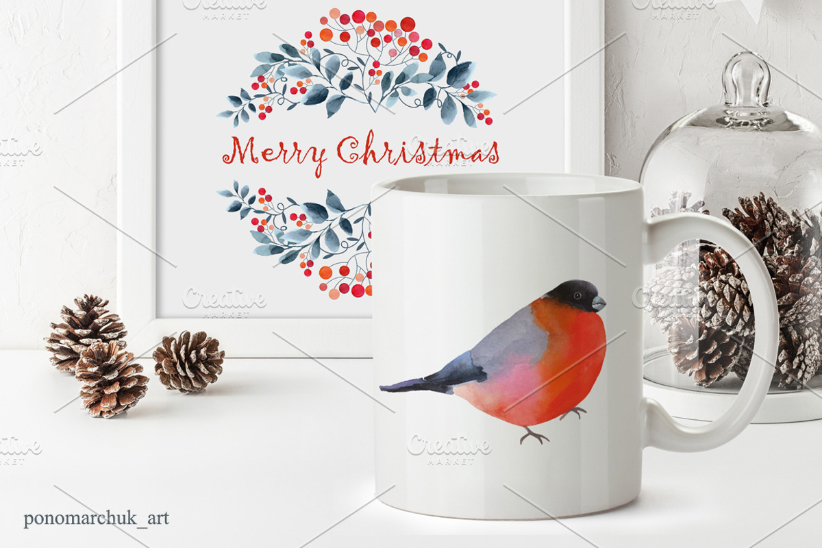 Winter Birds. Vector collection, a Decorative Illustration by Colibri Watercolor (Photo 3 of 9)