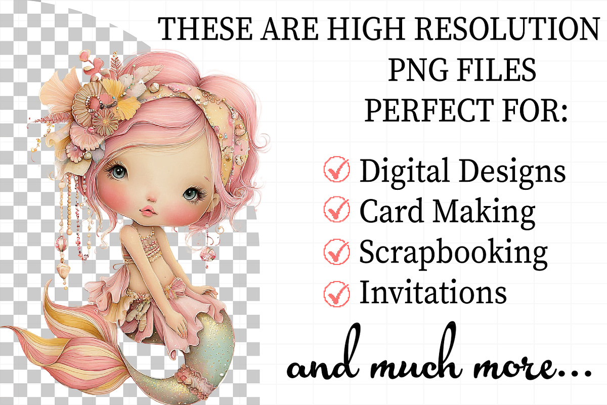 Whimsical Summer Mermaid Clipart, an Illustration by Daily.Designs (Photo 2 of 6)