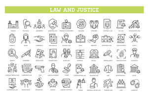 Law and Justice line icons, an Outline Icon by Tettygreen