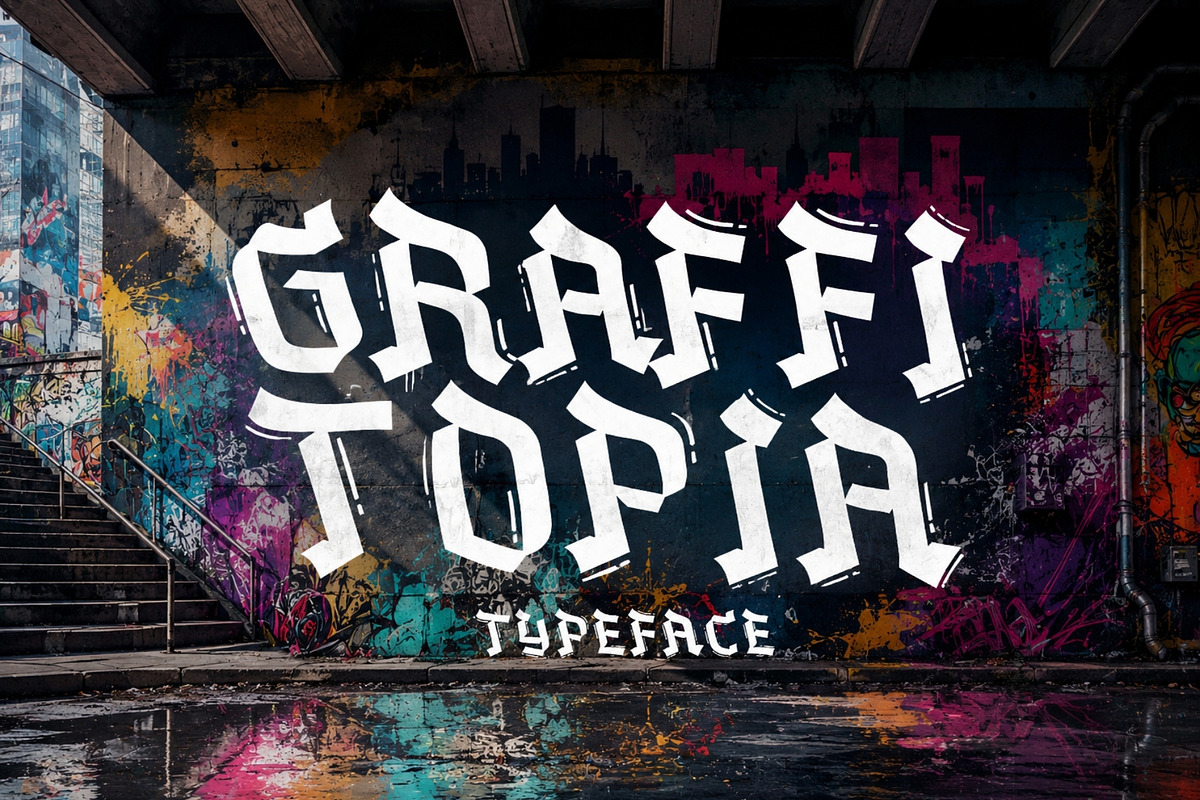 Graffitopia - Urban Graffiti Font, a Script Font by HipFonts (Photo 1 of 10)