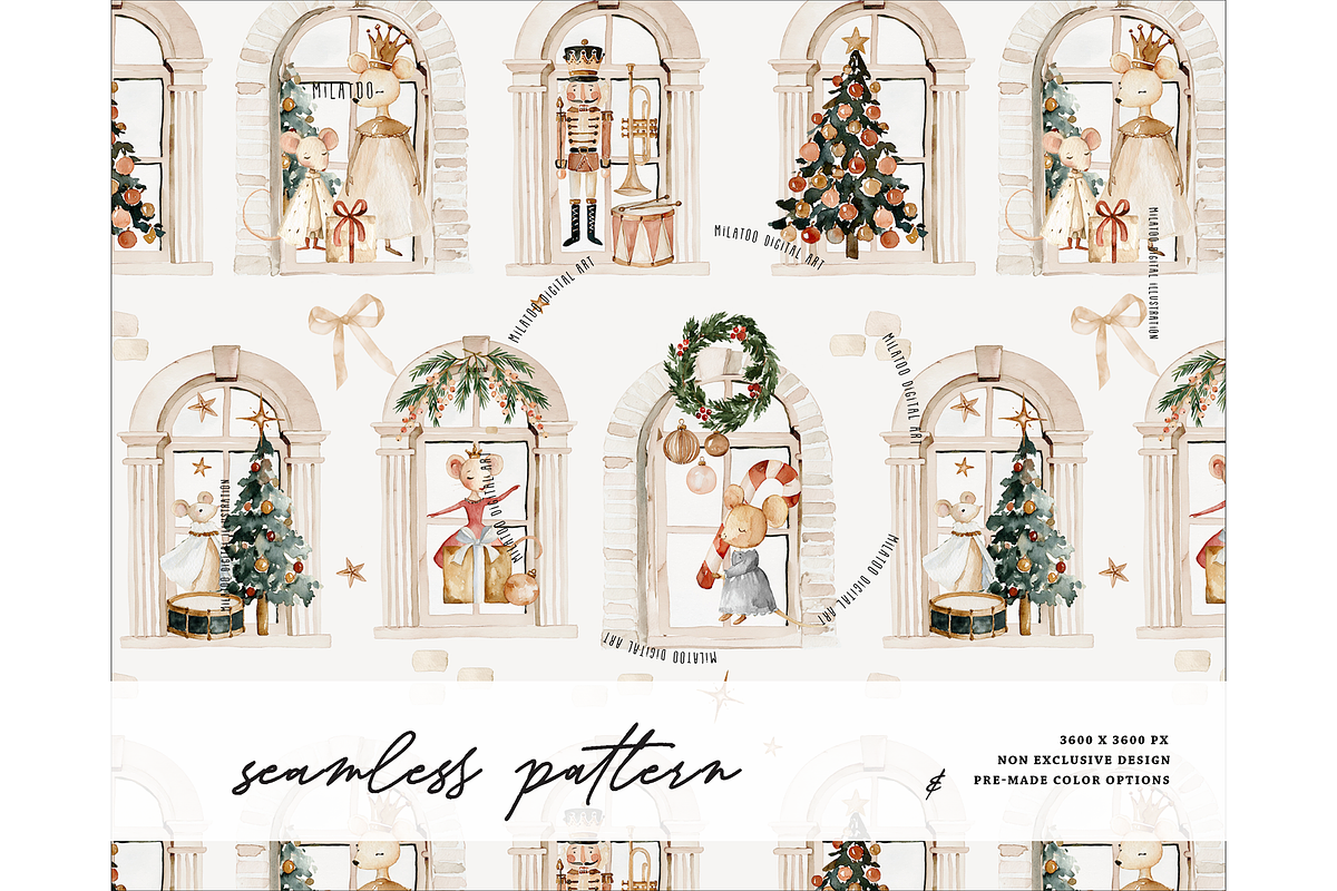 Royal Mouse Christmas Palace pattern, a Pattern Graphic by Milatoo (Photo 1 of 3)