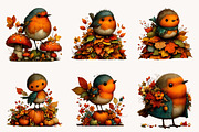 Whimsical Autumn Fall Robin Clipart, a Seasonal Illustration by Designworld (Thumbnail 5 of 11)