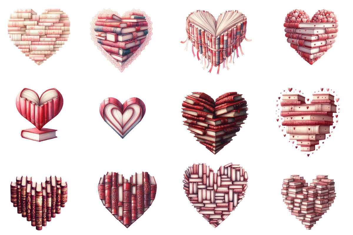 Valentine Books Hearts Clipart, an Illustration by Designworld (Photo 2 of 4)
