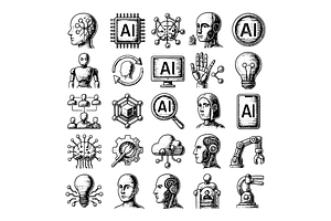 Artificial Intelligence Icons, an Object Graphic by nikagraphic