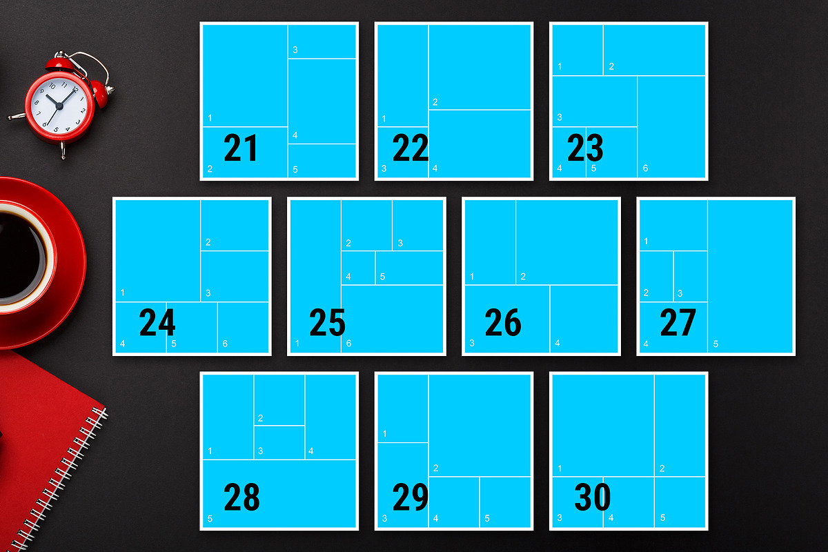 30 Square Photo Collage Templates, a Templates & Theme by DickyJiang Illustrations (Photo 4 of 6)