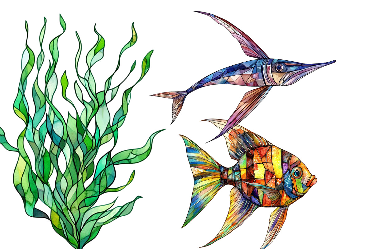 Stained Glass Sea clipart, an Illustration by Designworld (Photo 4 of 5)