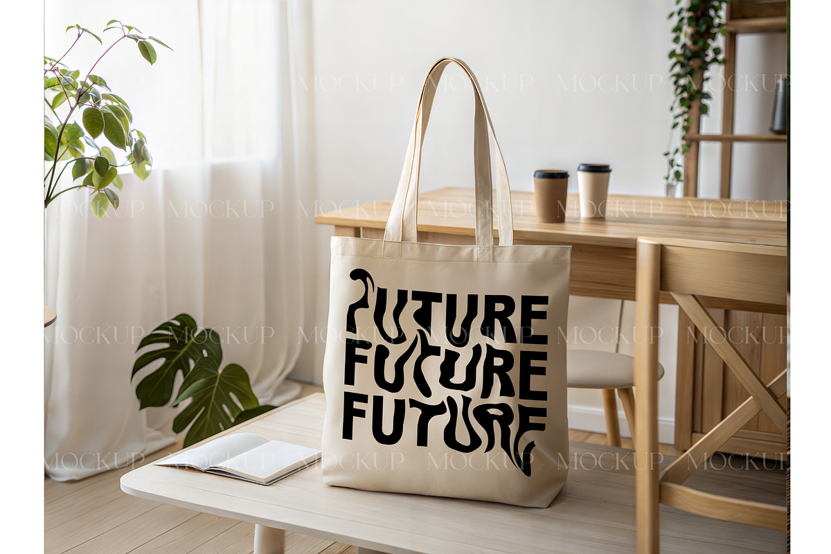 Canvas Tote Bag in Cozy Interior, a Product Mockup by MockupWizard (Photo 3 of 3)