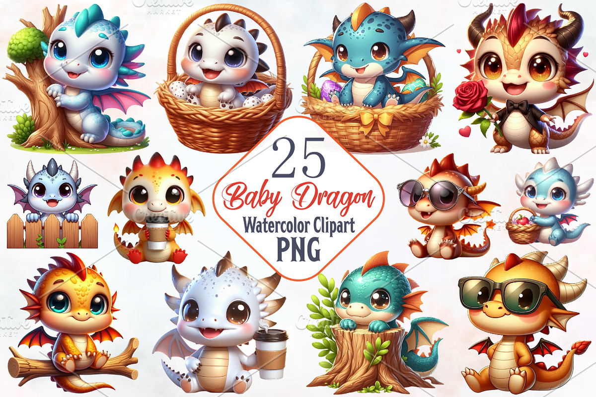 Cute Baby Dragon Clipart, an Animal Illustration by RobertsArt (Photo 1 of 7)