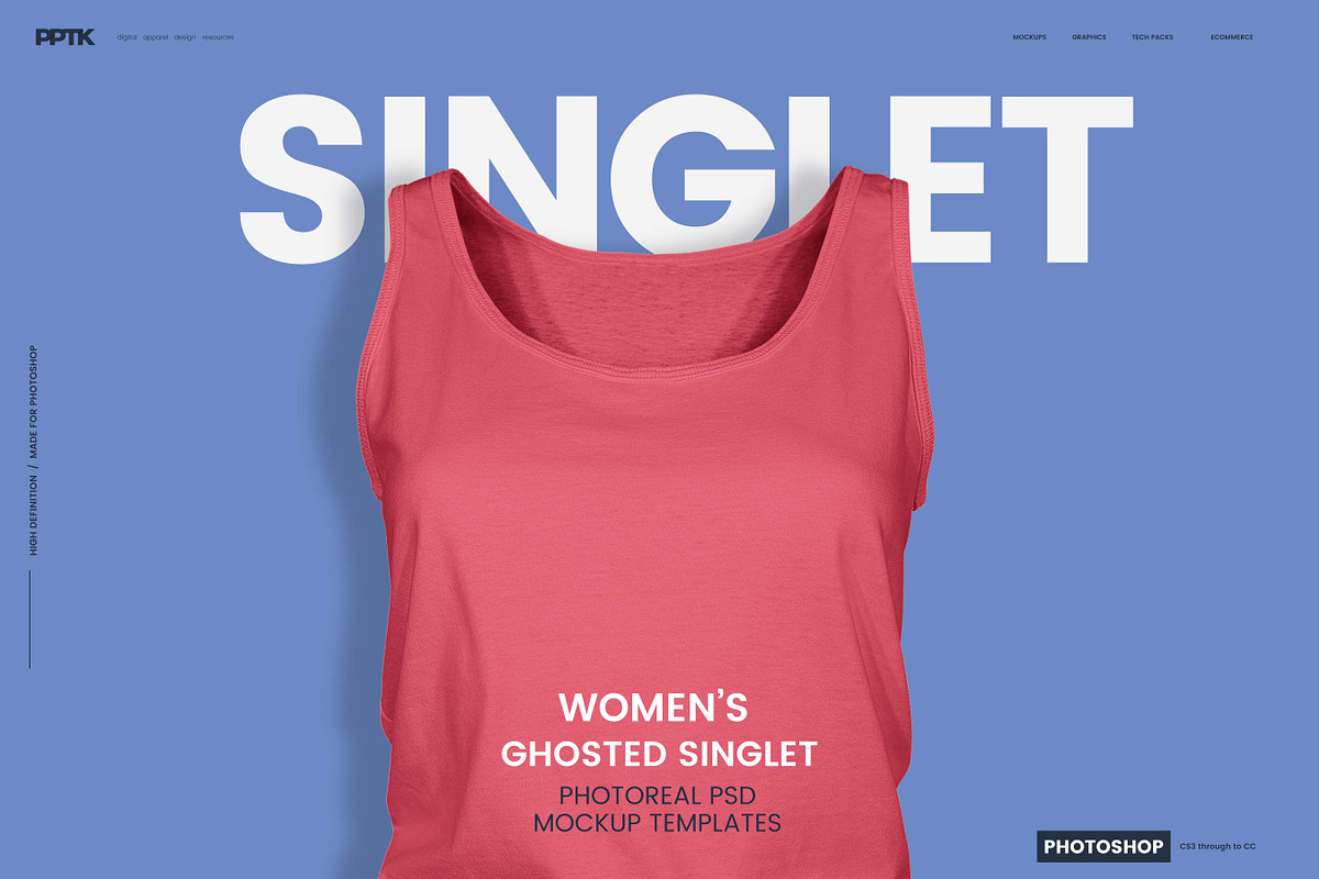 Women's Ghosted Singlet Template, an Apparel Mockup by PrePress Toolkit (Photo 1 of 6)