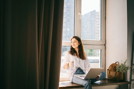 Girl with laptop, a Person Photo by Olezzo