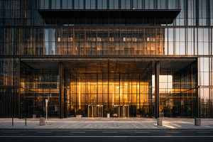 City building at sunset near street, a Photo by Beautiful things