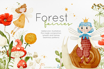 Forest fairies collection, an Illustration by AfonshinaArt
