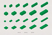 Plastic Bricks Set - Green, an Illustration by Kessens (Thumbnail 1 of 3)