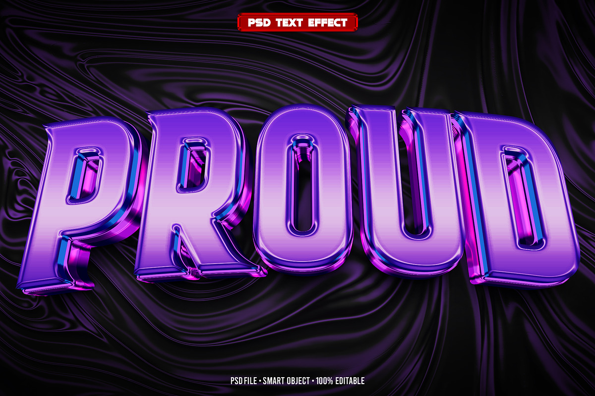 Proud 3D editable text effect, a Layer Style Add-On by Hello Muh