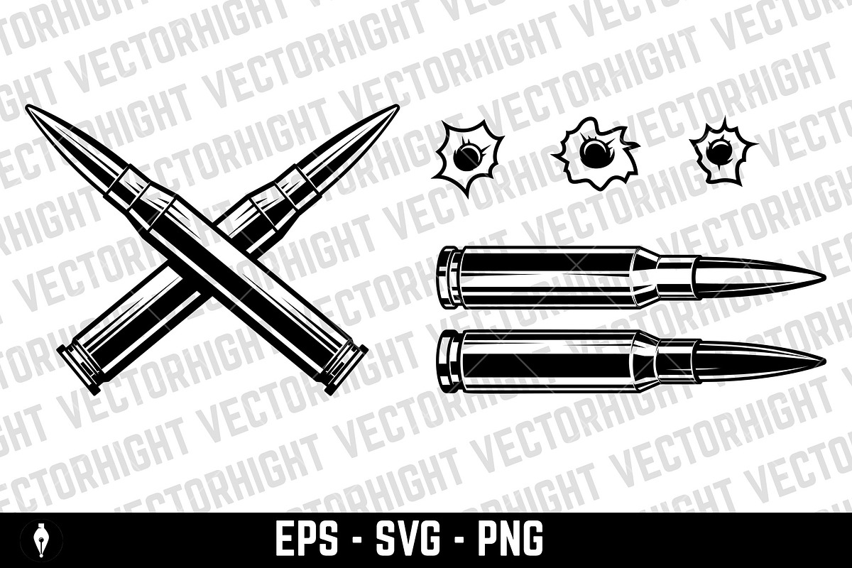 Crossed bullets, a scoped rifle, an Object Illustration by Vectorhight (Photo 5 of 6)