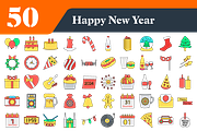 Happy New Year Flat Icons Bundle, an Outline Icon by EllaMaiyaali (Thumbnail 3 of 3)