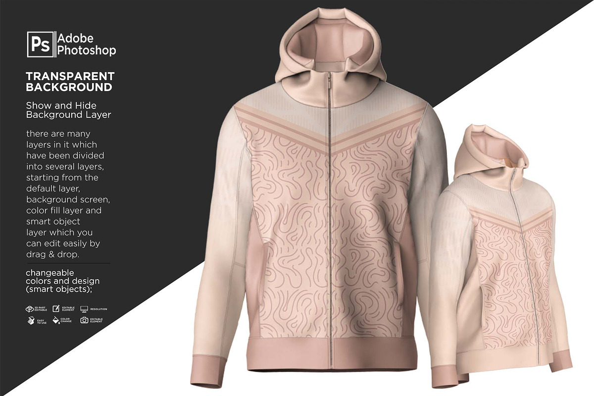 Drafting Mens Zip Up Hoodie Mockup, a Hoody Mockup by Nanggroe Scripting (Photo 4 of 9)