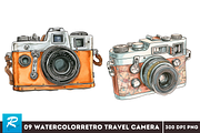 Retro Travel Camera Clipart  Bundle, an Object Graphic by Regulrcrative (Thumbnail 2 of 7)