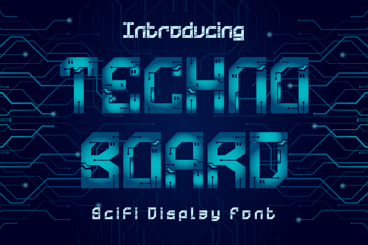 Technoboard - Circuit Board Font, a Font by PutraCetol Studio (Photo 1 of 11)