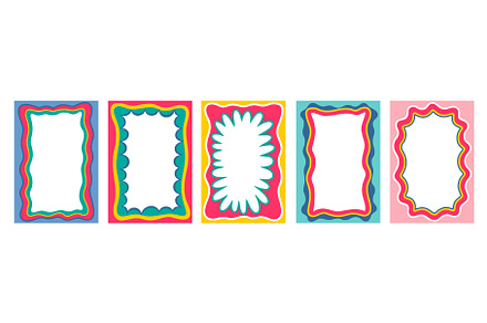 Retro y2k color scallop wavy frames, an Object Illustration by Buch&Bee
