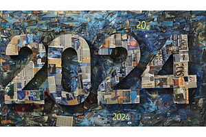 Complex Collage Artwork With Numbers