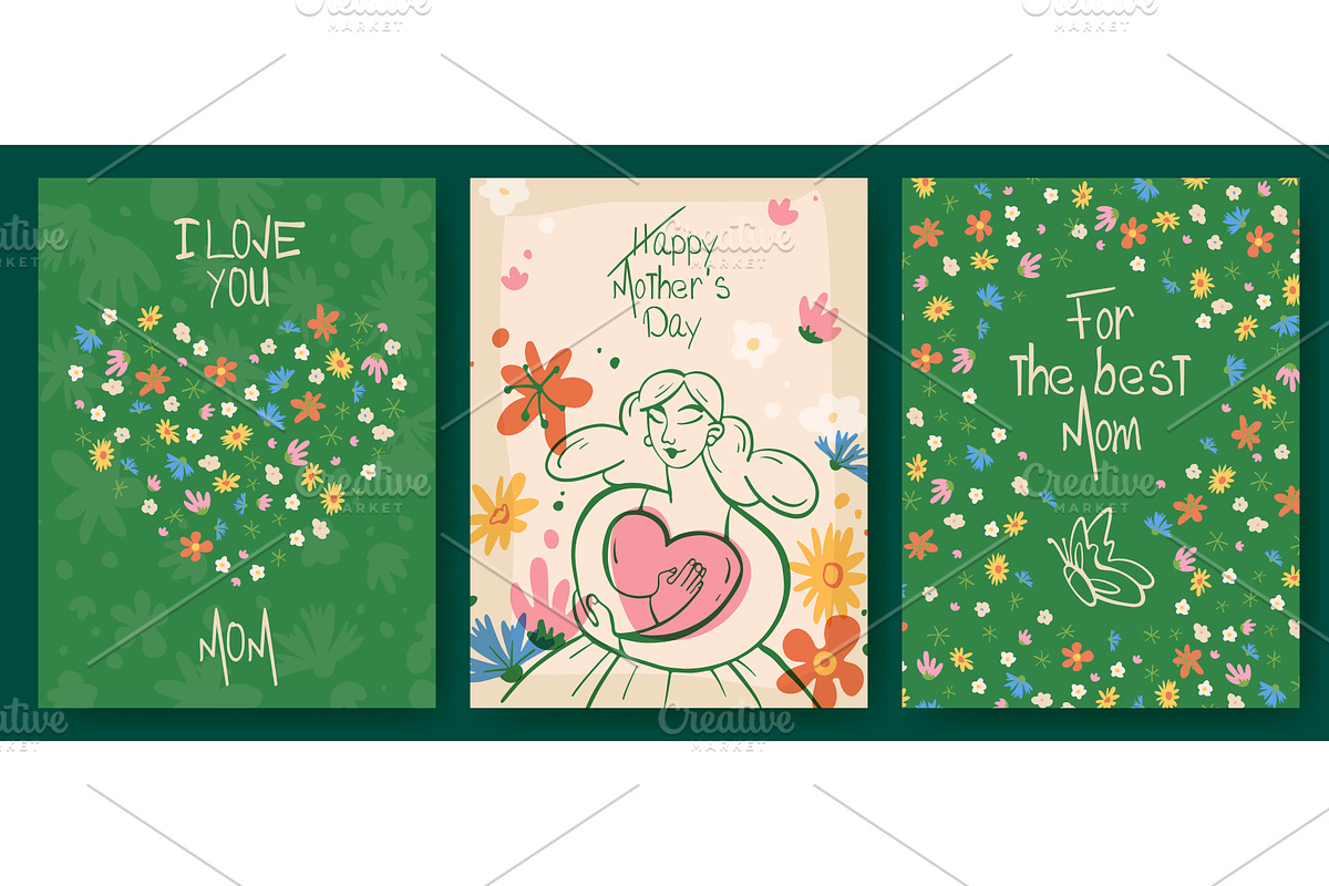 Mother day floral greeting cards, an Illustration by art PVP - market