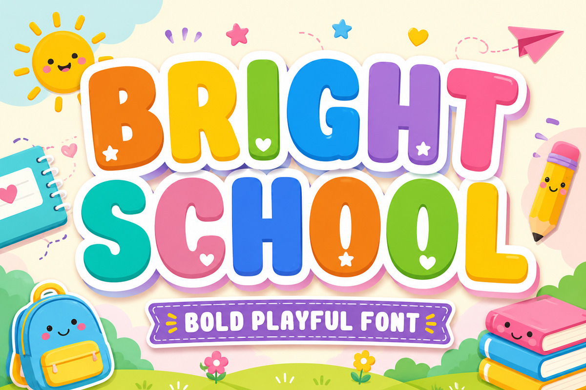 Bright School – Playful Font, a Sans Serif Font by Limited.studio (Photo 1 of 5)