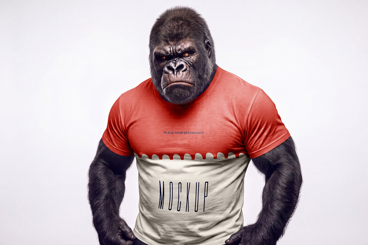 Gorilla Character Mockup Set, a Merchandise Mockup by dpi (Photo 8 of 9)