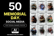 50 Memorial day Posts design set, a Social Media Template by Walldecorated (Thumbnail 1 of 3)