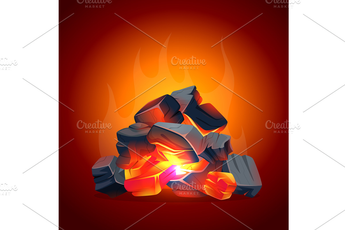 Burning coals. pile coals for, an Illustration by Onyx