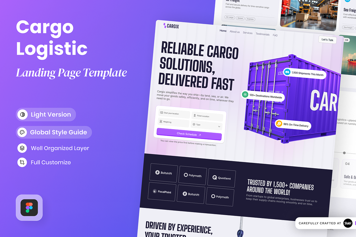 Cargix - Cargo Logistic Landing Page, a Websites & App Template by SLAB! Design (Photo 1 of 4)